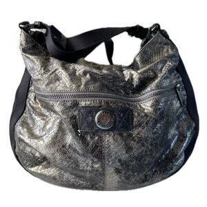 Kipling Women's Carley Expandable Metallic Snakeskin Hobo Handbag Shoulder Bag